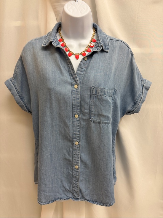 Quince Tops - Quince Light Blue Chambray Tencel Lyocell Short Sleeve Camp Shirt